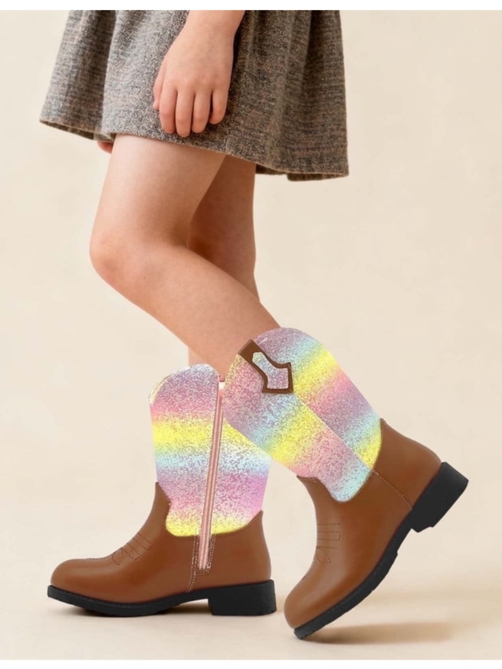 Sparkly Girls Cowboy Boots Mid Calf Glitter Kids western Boots size 34 ( U.S. 4)